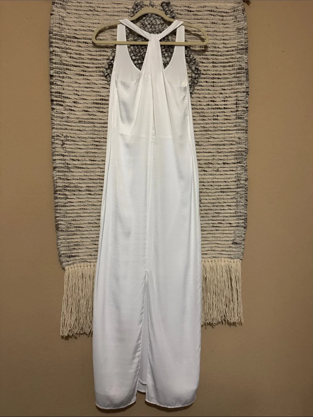 BCBGMaxAzria White Racerback Maxi Dress with Back Keyhole - Picture 3 of 4